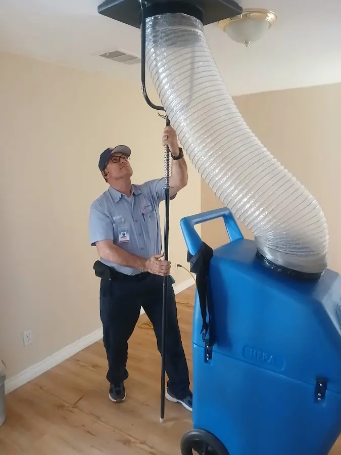 Mini Split Installation technician using HEPA equipment in Stevenson Ranch